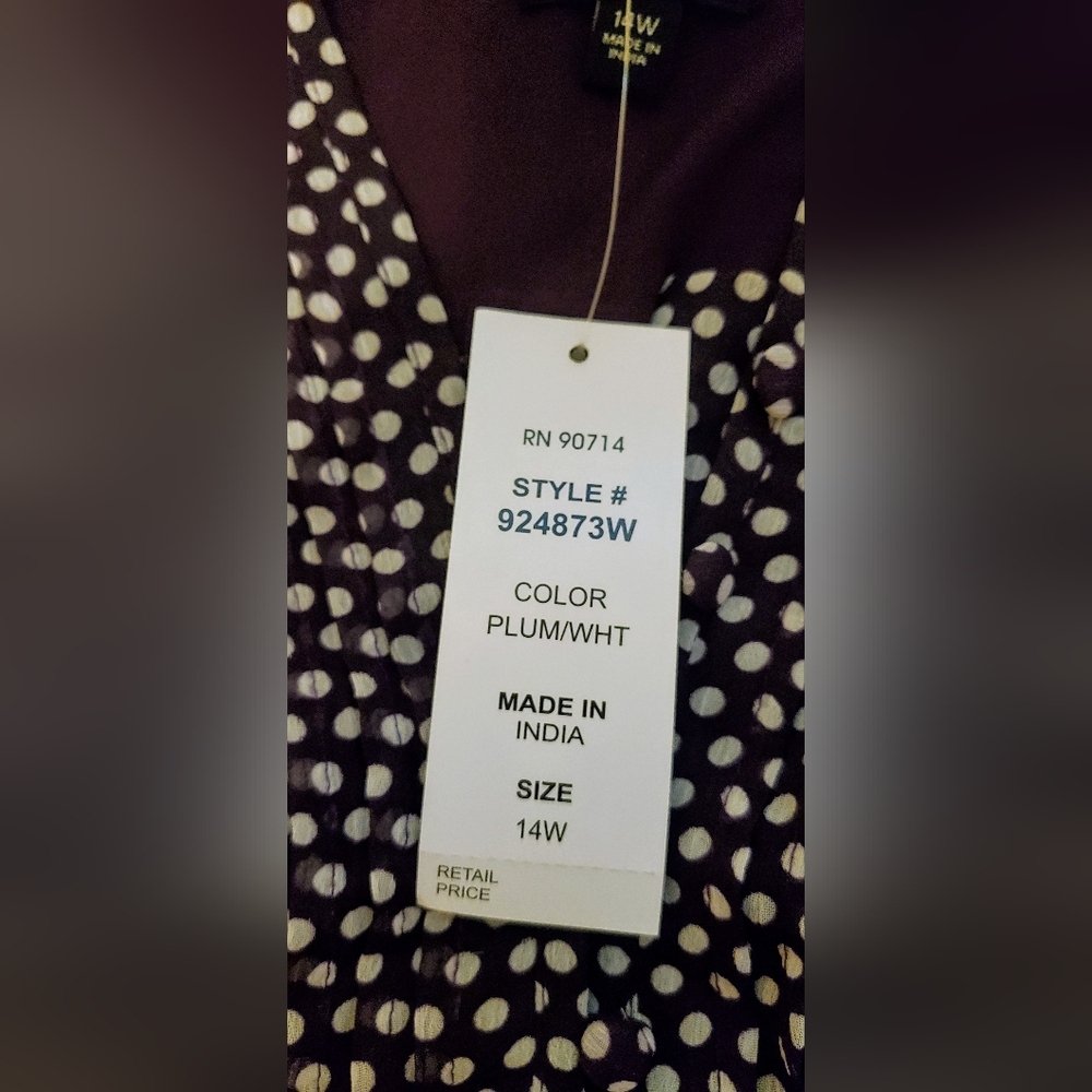 NWT JBS women plum polka dot midi dress size 14 W - Picture 7 of 11